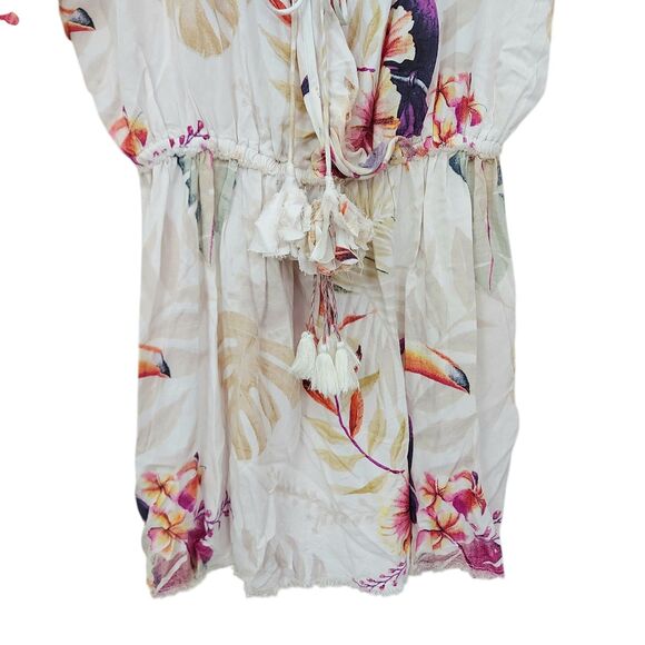 Z&L Europe Mini Dress Womens Medium Beige Floral Flared Sleeve Y2K Beachy Travel - Picture 3 of 12